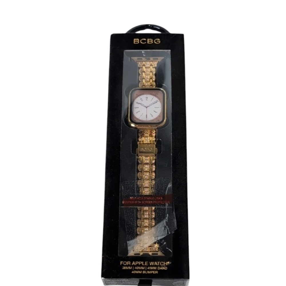 BCBG Gold Tone & Crystal Apple Watch Band Adjustable 38/40/41 MM